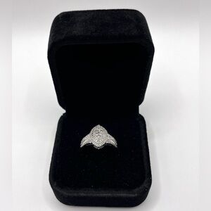 0.50 CT Marquise Cut Natural Diamond Silver Ring